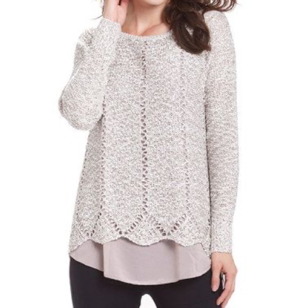Simply couture tan glitter and chiffon sweater